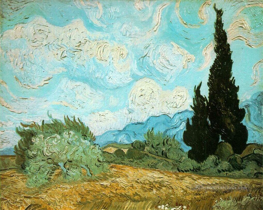 Champ de blé avec des cyprès Vincent van Gogh Peintures à l'huile